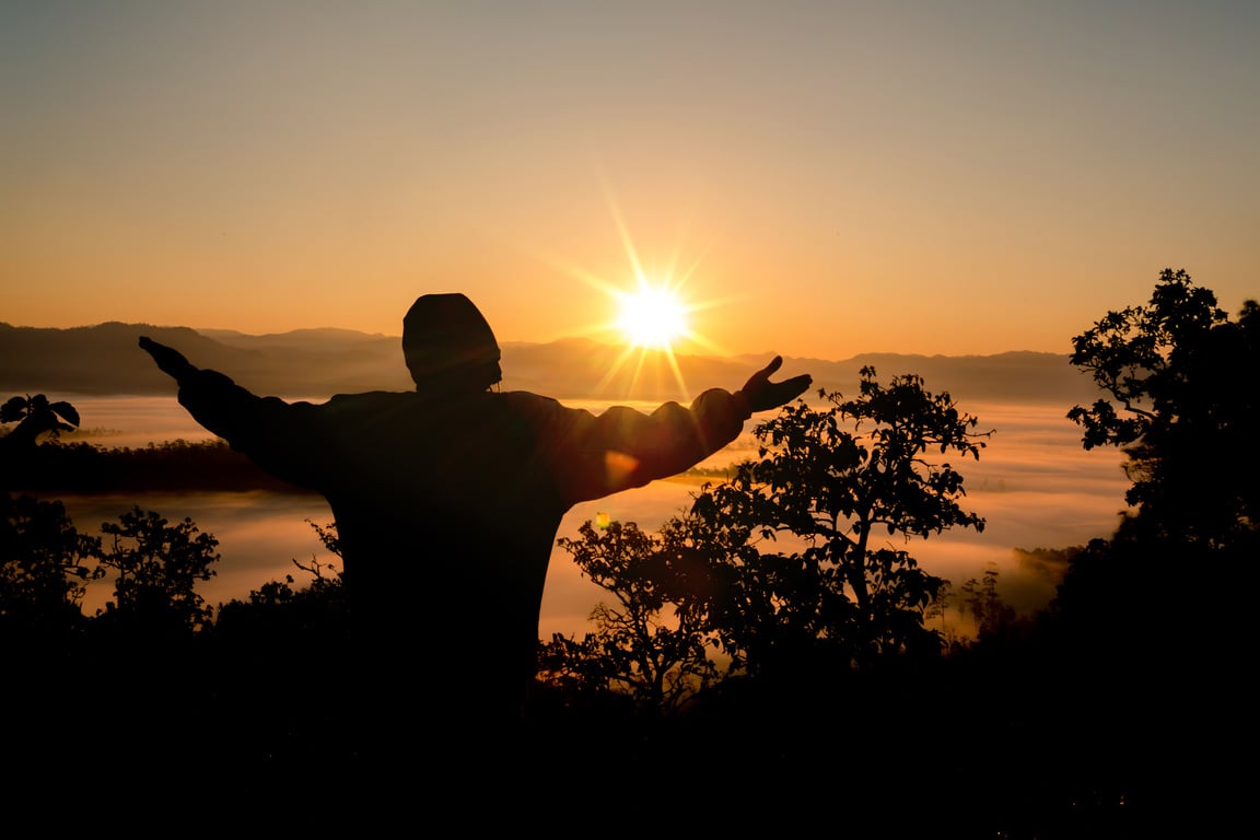 Faith of Christian Concept: Spiritual Prayer Hands over Sun Shin